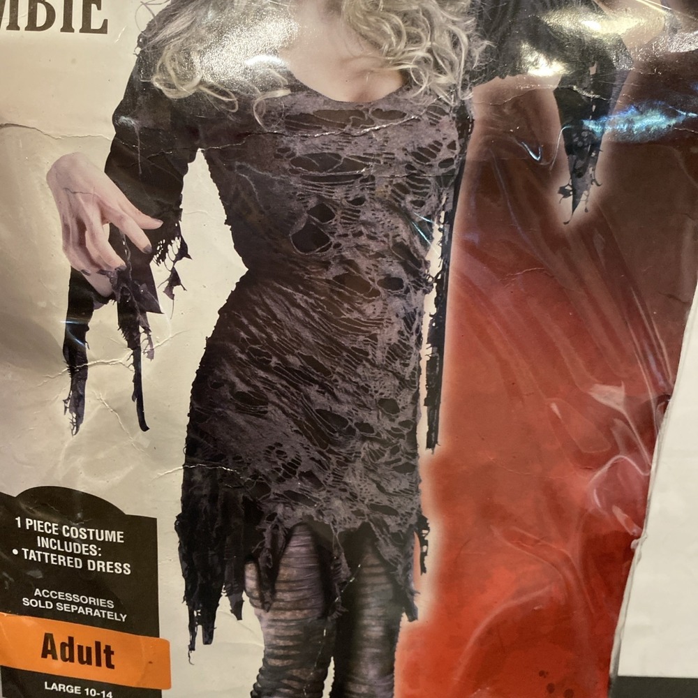 Sexy Zombie 1 Piece Costume - Tattered Dress Adult Large 10-14 - Picture 4 of 6